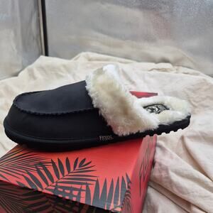 NEW Flojos Men's Lynx Sherpa Lined Slipper Clog Slip-on Black size 8 M US